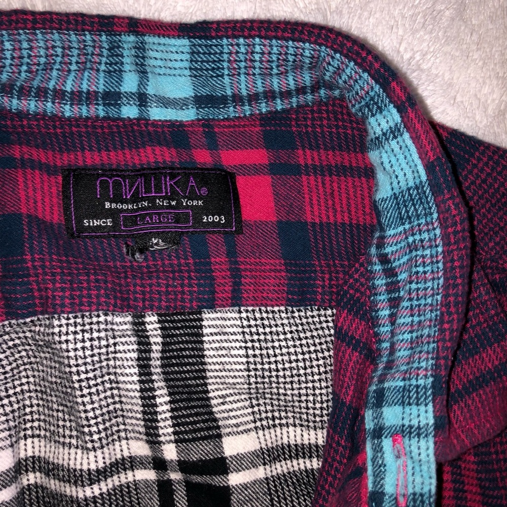 Two Pattern Flannel Button Down Shirt Unisex - image 3